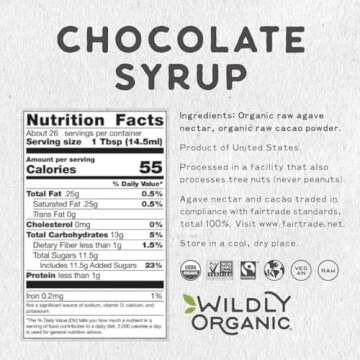 Wildly Organic Chocolate Syrup 20 Oz - Organic, Dairy-Free, Fair Trade, Non-GMO, Kosher, Vegan, Prem...