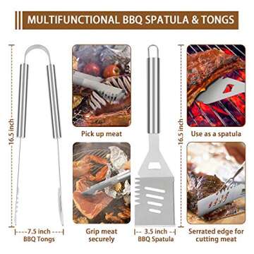 Miss Grill BBQ Grilling Accessories Grill Tools Set,25PCS Stainless Steel Grilling Kit with Carry Bag, Thermometer and Meat Injector for Camping, Smoker, Kitchen, Barbecue Utensil