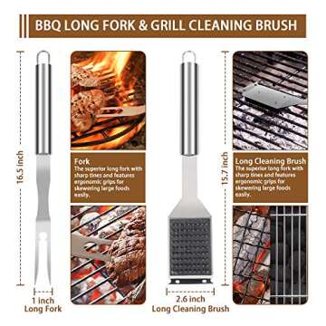 Miss Grill BBQ Grilling Accessories Grill Tools Set,25PCS Stainless Steel Grilling Kit with Carry Bag, Thermometer and Meat Injector for Camping, Smoker, Kitchen, Barbecue Utensil