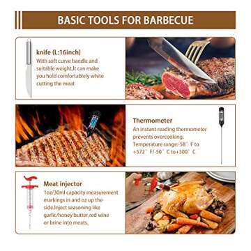 Miss Grill BBQ Grilling Accessories Grill Tools Set,25PCS Stainless Steel Grilling Kit with Carry Bag, Thermometer and Meat Injector for Camping, Smoker, Kitchen, Barbecue Utensil