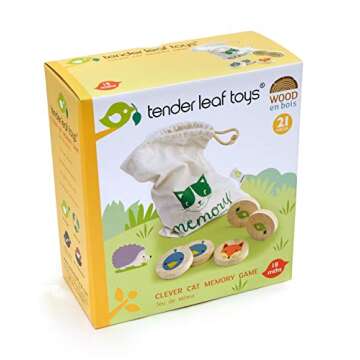 Tender Leaf Toys Clever Cat Memory Game with Canvas Storage Bag - Fun Play While Improving Visual Me...