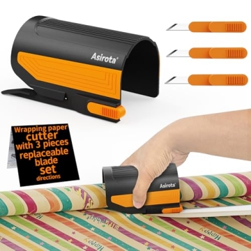 Effortless Wrapping Paper Cutter with 3 Replaceable Blades for Holiday Gifts