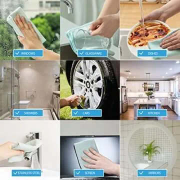 Siligli Streak Free Miracle Cleaning Cloths, Reusable Kitchen Towels, Easy Clean Cloth, Nanoscale Cleaning Cloth, Window Mirror Cleaning Cloth, 11.8"×15.6", Pack of 8 (Color Shipped Randomly)