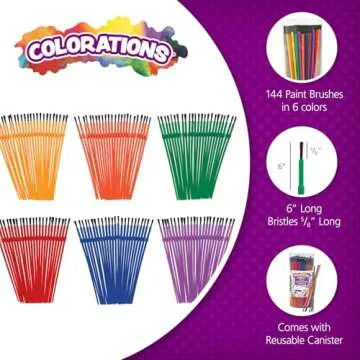 Colorations 144WB Assorted Paint Brushes Set for Kids