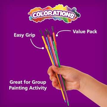 Colorations 144WB Assorted Paint Brushes Set for Kids