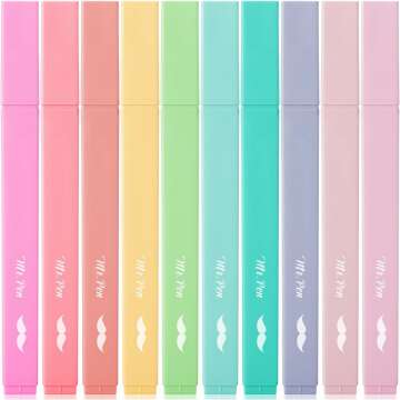 Aesthetic Highlighters Set - 10 Pastel Colors, No Bleed for Bible & Note-taking