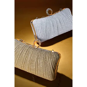 Golden Glitter Evening Clutch Purse for Women