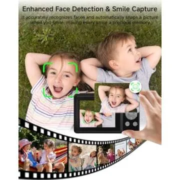 Digital Camera for Kids, FHD 1080P 44MP Point and Shoot Digital Camera with Face Detect, Smile Capture, 18X Zoom, 20 Filters, Anti Shake, 32GB SD Card Blcak Compact Vintage Camera for Kids Boys Girls