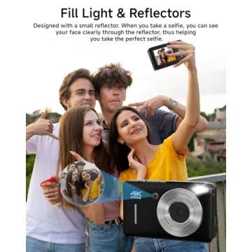 Digital Camera for Kids, FHD 1080P 44MP Point and Shoot Digital Camera with Face Detect, Smile Capture, 18X Zoom, 20 Filters, Anti Shake, 32GB SD Card Blcak Compact Vintage Camera for Kids Boys Girls
