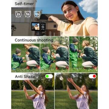 Digital Camera for Kids, FHD 1080P 44MP Point and Shoot Digital Camera with Face Detect, Smile Capture, 18X Zoom, 20 Filters, Anti Shake, 32GB SD Card Blcak Compact Vintage Camera for Kids Boys Girls