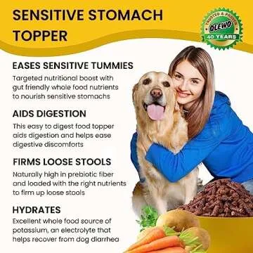 Olewo Rootsies Food Topper – Sensitive Stomach Dog Food, Fiber for Dog Stool Hardener, Dog Food Toppers for Picky Eaters, Probiotics for Dogs Digestive and Dog Gut Health, 2.2 lbs