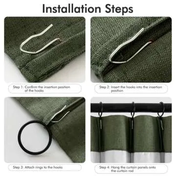 MIULEE Olive Green Pinch Pleated 100% Blackout Linen Curtains 90 Inch Length 2 Panels Set, Dark Green Pleat Curtains with Pin Hooks, Black Out Room Darkening Drapes for Bedroom Living Room Window