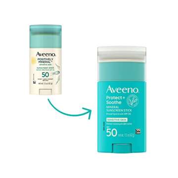 Aveeno Protect + Soothe Mineral Sunscreen Stick for Sensitive Skin, SPF 50, Water-Resistant for 80 m...