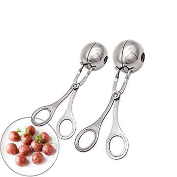 2 PCS None-Stick Meat Ballers, Stainless Steel Meat Baller Tongs, Cake Pop Meatball Maker Ice Tongs, Cookie Dough Scoop for Kitchen. (1.38" and 1.78")