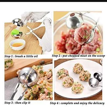 2 PCS None-Stick Meat Ballers, Stainless Steel Meat Baller Tongs, Cake Pop Meatball Maker Ice Tongs, Cookie Dough Scoop for Kitchen. (1.38" and 1.78")