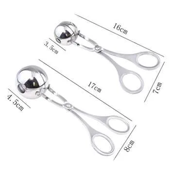2 PCS None-Stick Meat Ballers, Stainless Steel Meat Baller Tongs, Cake Pop Meatball Maker Ice Tongs, Cookie Dough Scoop for Kitchen. (1.38" and 1.78")