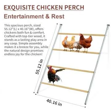 BESBLEE Chicken Coop Roosting Perch Essentials：Perfect for Backyard Poultry, Easy Installation &,Farm Roost Toys for Chickens (55' L x 40' W)