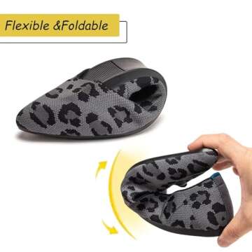 Frank Mully Womens Pointed Toe Flats Knit Dress Shoes Comfort Women Shoes Slip On Shoes for Woman Classic Softable Shoes Low Wedge Leopard Size 9