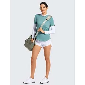 CRZ YOGA Women's Quick Dry Workout Running Shorts Mesh Liner - 2.5'' Drawstring Sport Gym Athletic Shorts Zip Pocket White Large