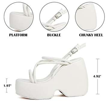 CELNEPHO Comfortable Chunky Heels Summer Platform Sandals