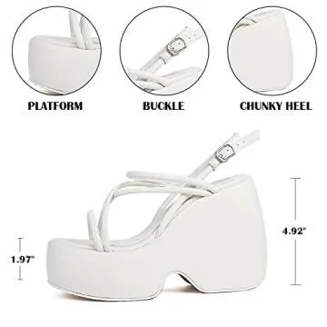 CELNEPHO Comfortable Chunky Heels Summer Platform Sandals