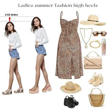 CELNEPHO Comfortable Chunky Heels Summer Platform Sandals