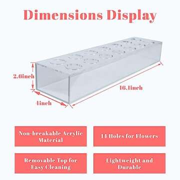 LOYWREE 4 Pack Rectangular Floral Centerpiece - Elegant Acrylic Vases for Dining Table Decor