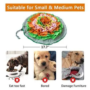 Snuffle Mat for Dogs, Interactive Foraging Puzzle Blanket, Nosework Feeding Bowl Sniffing Pad for Cats Puppies Small Medium Pets