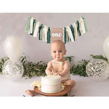 Wild One Highchair Banner, Jungle Highchair Banner, Safari Birthday，high Chair Banner First Birthday Boy，one High Chair Banner Boy Party Decorations（green）