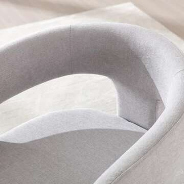 QUINJAY Modern Chenille Barrel Dining Chair Upholstered Fabric Dining Room Chair with Arm Comfy Accent Side Chair for Kitchen/Living Room/Reception, Grey, 1 Chair