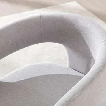 QUINJAY Modern Chenille Barrel Dining Chair Upholstered Fabric Dining Room Chair with Arm Comfy Accent Side Chair for Kitchen/Living Room/Reception, Grey, 1 Chair