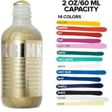 Krink K-60 Gold Paint Marker - Vibrant and Opaque Fine Art Graffiti Markers for Canvas Metal Glass Paper and More - Alcohol-Based Permanent Graffiti Mop Krink Paint Marker for Lasting Tags