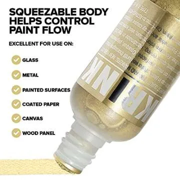 Krink K-60 Gold Paint Marker - Vibrant and Opaque Fine Art Graffiti Markers for Canvas Metal Glass Paper and More - Alcohol-Based Permanent Graffiti Mop Krink Paint Marker for Lasting Tags