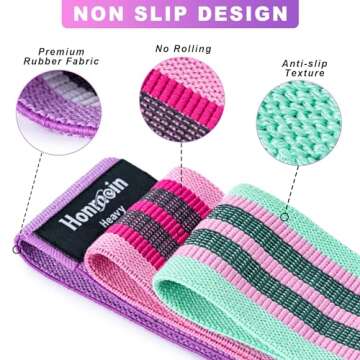 Honmein Resistance Bands for Working Out, 3 Levels Exercise Bands Workout Bands Set for Women Men, Hip Legs Booty Bands for Home Fitness, Gym, Yoga, Pilates (Assorted)