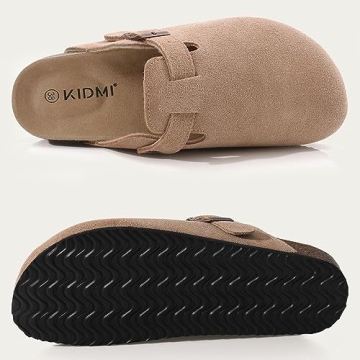 Comfortable KIDMI Women's Suede Clogs with Arch Support