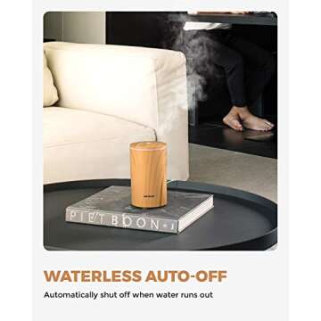 muson Mini Essential Oil Diffuser Aroma Cool Mist Humidifier for Car Office Travel with Colorful Mood Lights, USB Powered, Ultra Quiet, Auto Shutoff, 100 ml, Wood Grain