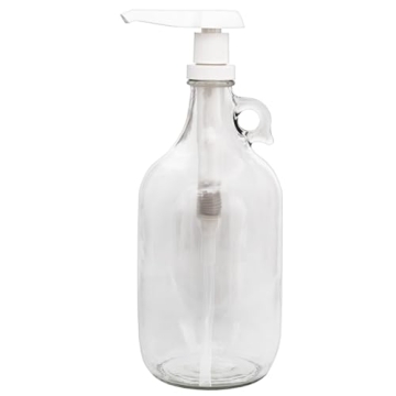 Cornucopia Brands Half Gallon Glass Pump Dispenser Bottle, 64-Ounce Jug w/Pump for Sauces, Syrups, Soaps and More