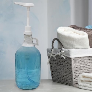 Cornucopia Brands Half Gallon Glass Pump Dispenser Bottle, 64-Ounce Jug w/Pump for Sauces, Syrups, Soaps and More