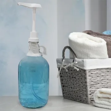 Cornucopia Brands Half Gallon Glass Pump Dispenser Bottle, 64-Ounce Jug w/Pump for Sauces, Syrups, Soaps and More