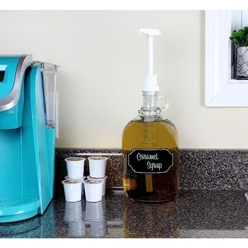 Cornucopia Brands Half Gallon Glass Pump Dispenser Bottle, 64-Ounce Jug w/Pump for Sauces, Syrups, Soaps and More