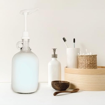 Cornucopia Brands Half Gallon Glass Pump Dispenser Bottle, 64-Ounce Jug w/Pump for Sauces, Syrups, Soaps and More