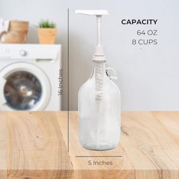 Cornucopia Brands Half Gallon Glass Pump Dispenser Bottle, 64-Ounce Jug w/Pump for Sauces, Syrups, Soaps and More