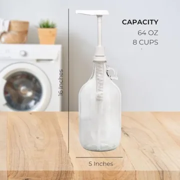 Cornucopia Brands Half Gallon Glass Pump Dispenser Bottle, 64-Ounce Jug w/Pump for Sauces, Syrups, Soaps and More