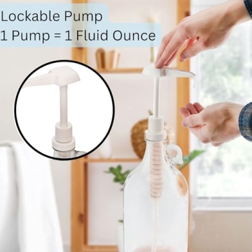 Cornucopia Brands Half Gallon Glass Pump Dispenser Bottle, 64-Ounce Jug w/Pump for Sauces, Syrups, Soaps and More