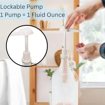 Cornucopia Brands Half Gallon Glass Pump Dispenser Bottle, 64-Ounce Jug w/Pump for Sauces, Syrups, Soaps and More