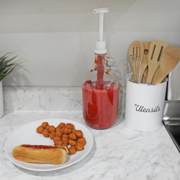 Cornucopia Brands Half Gallon Glass Pump Dispenser Bottle, 64-Ounce Jug w/Pump for Sauces, Syrups, Soaps and More