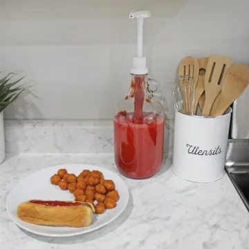 Cornucopia Brands Half Gallon Glass Pump Dispenser Bottle, 64-Ounce Jug w/Pump for Sauces, Syrups, Soaps and More