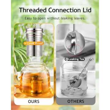 House Again 2 Pack Tea Infuser, Extra Fine Mesh Tea Infusers for Loose Tea, 18/8 Stainless Steel Tea Strainer with Extended Chain Hook, Tea Steeper for Brew Tea, Spices & Seasonings