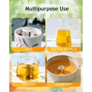 House Again 2 Pack Tea Infuser, Extra Fine Mesh Tea Infusers for Loose Tea, 18/8 Stainless Steel Tea Strainer with Extended Chain Hook, Tea Steeper for Brew Tea, Spices & Seasonings