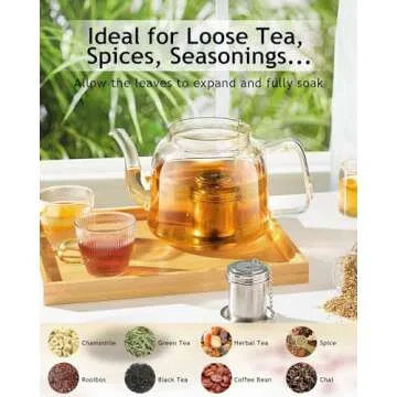 House Again 2 Pack Tea Infuser, Extra Fine Mesh Tea Infusers for Loose Tea, 18/8 Stainless Steel Tea Strainer with Extended Chain Hook, Tea Steeper for Brew Tea, Spices & Seasonings